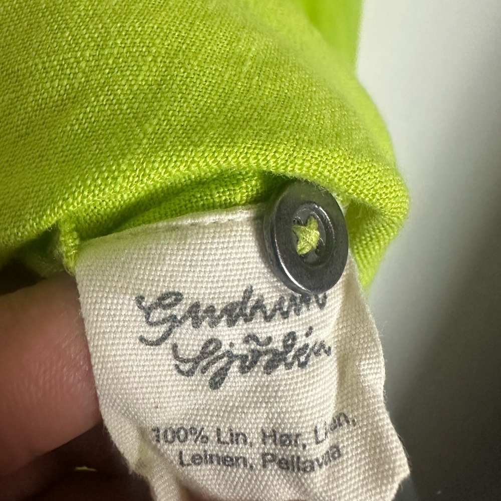 Gudrun Sjoden Lime Green Linen Tunic Top - Picture 2 of 5